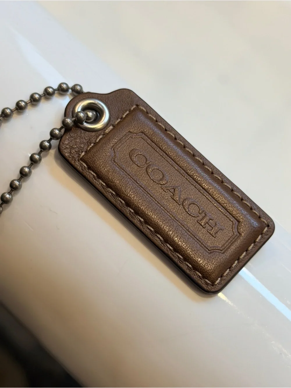 Coach Brown Leather Hangtag Keychain Bag Charm Replacement Tag Vintage